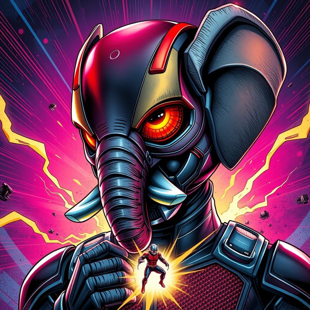 Surreal Superhero Emerges from Action Scene