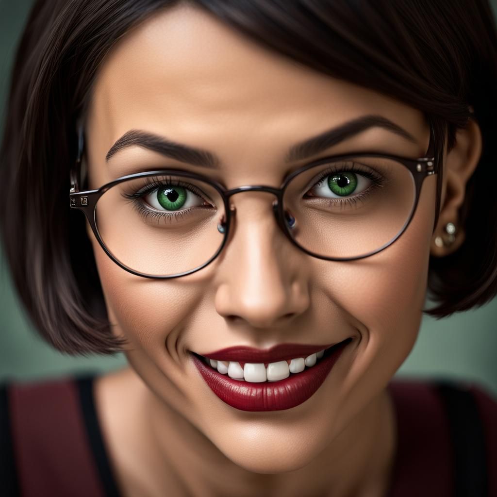 Brunette Woman with Books in Hyperrealistic Style