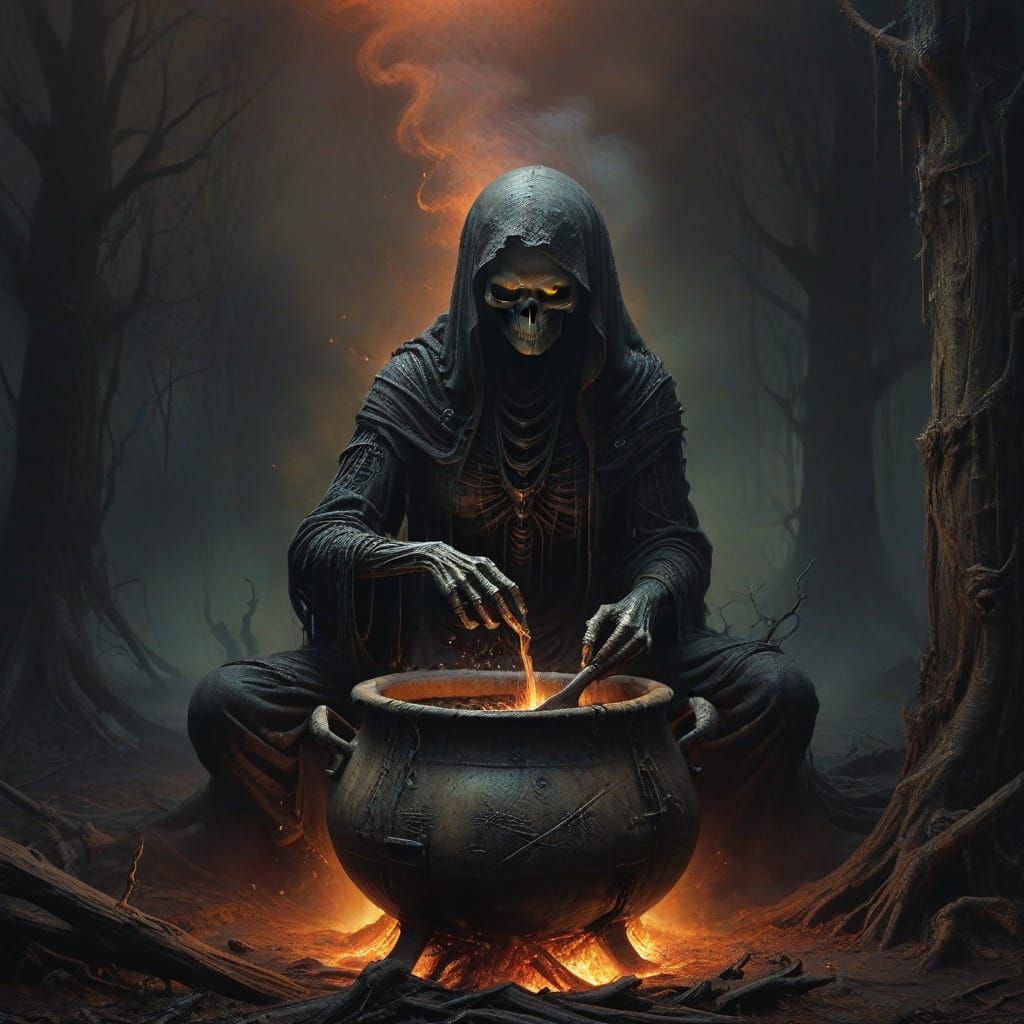 Dark Fantasy Hag in Oil Painting Style