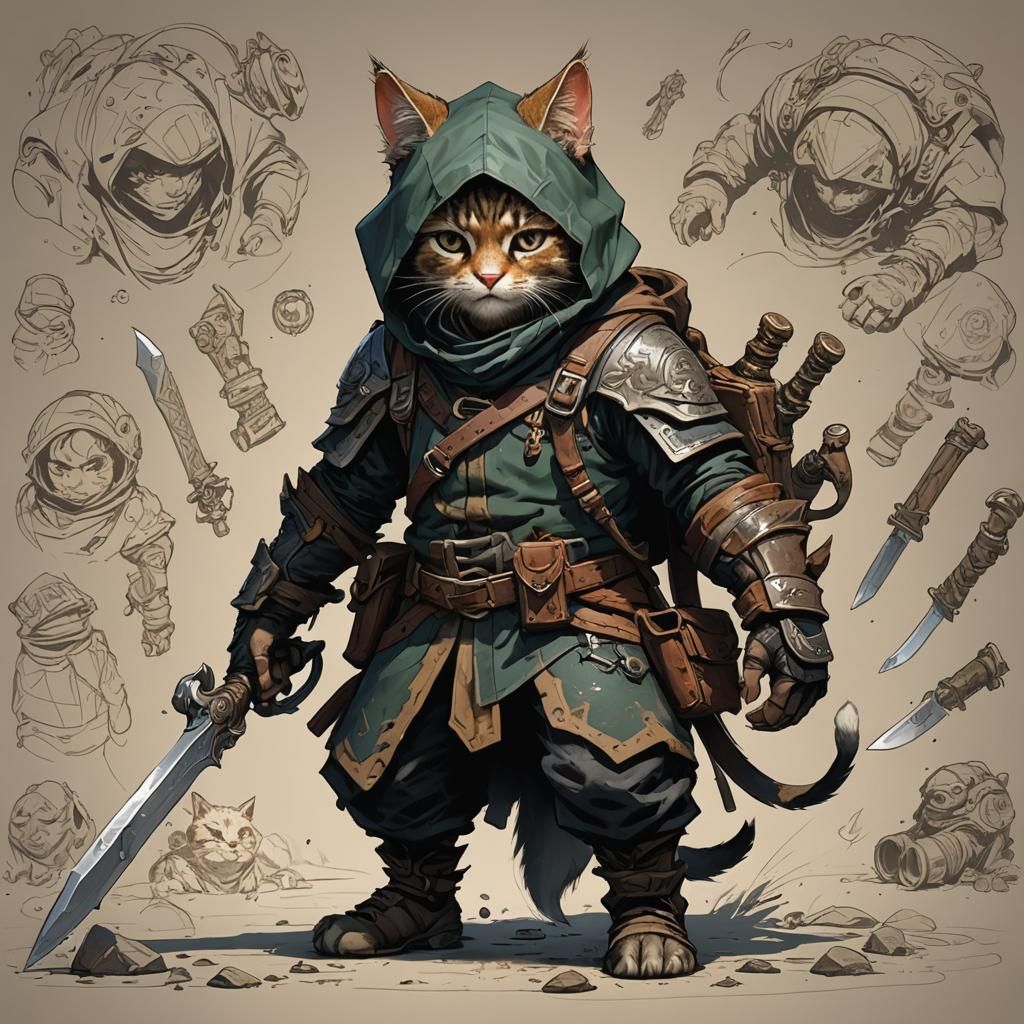 Hooded Halfling Rogue Character Design in Detailed Matte Pai...
