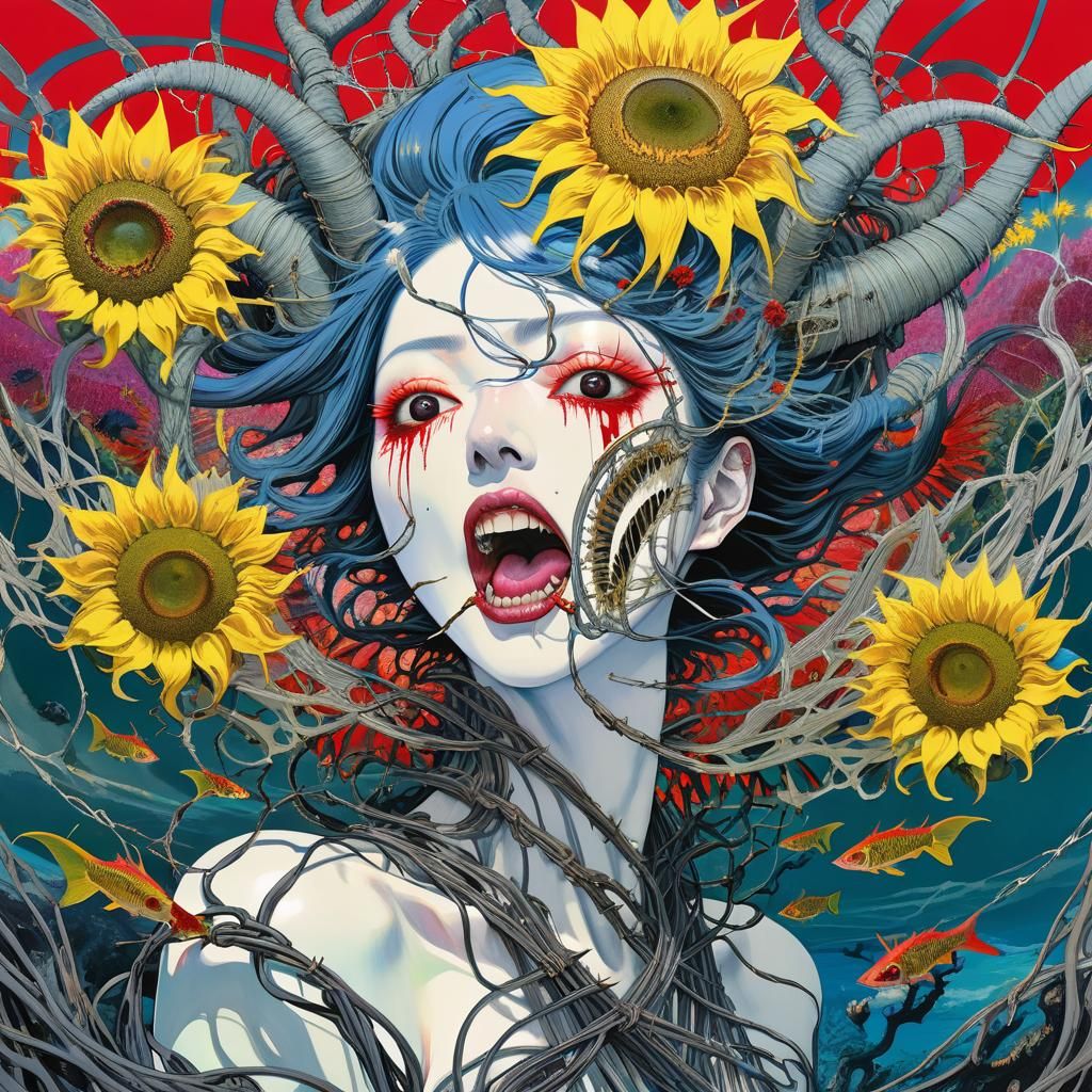 Portrait with Sunflowers