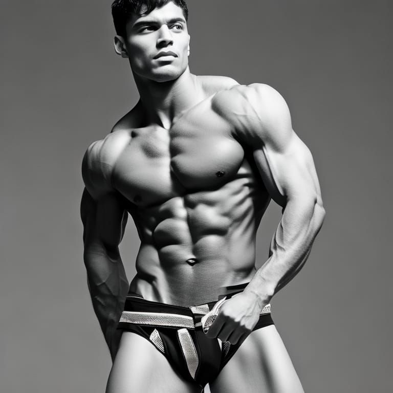 Muscular Man with Short Black Hair and Caramel Skin