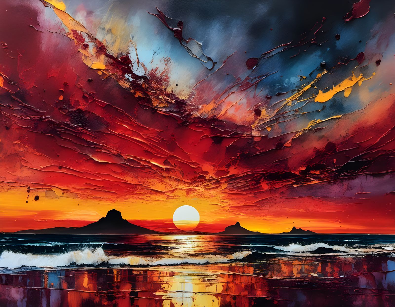 Colorful Cape Town Sunset in Painterly Style