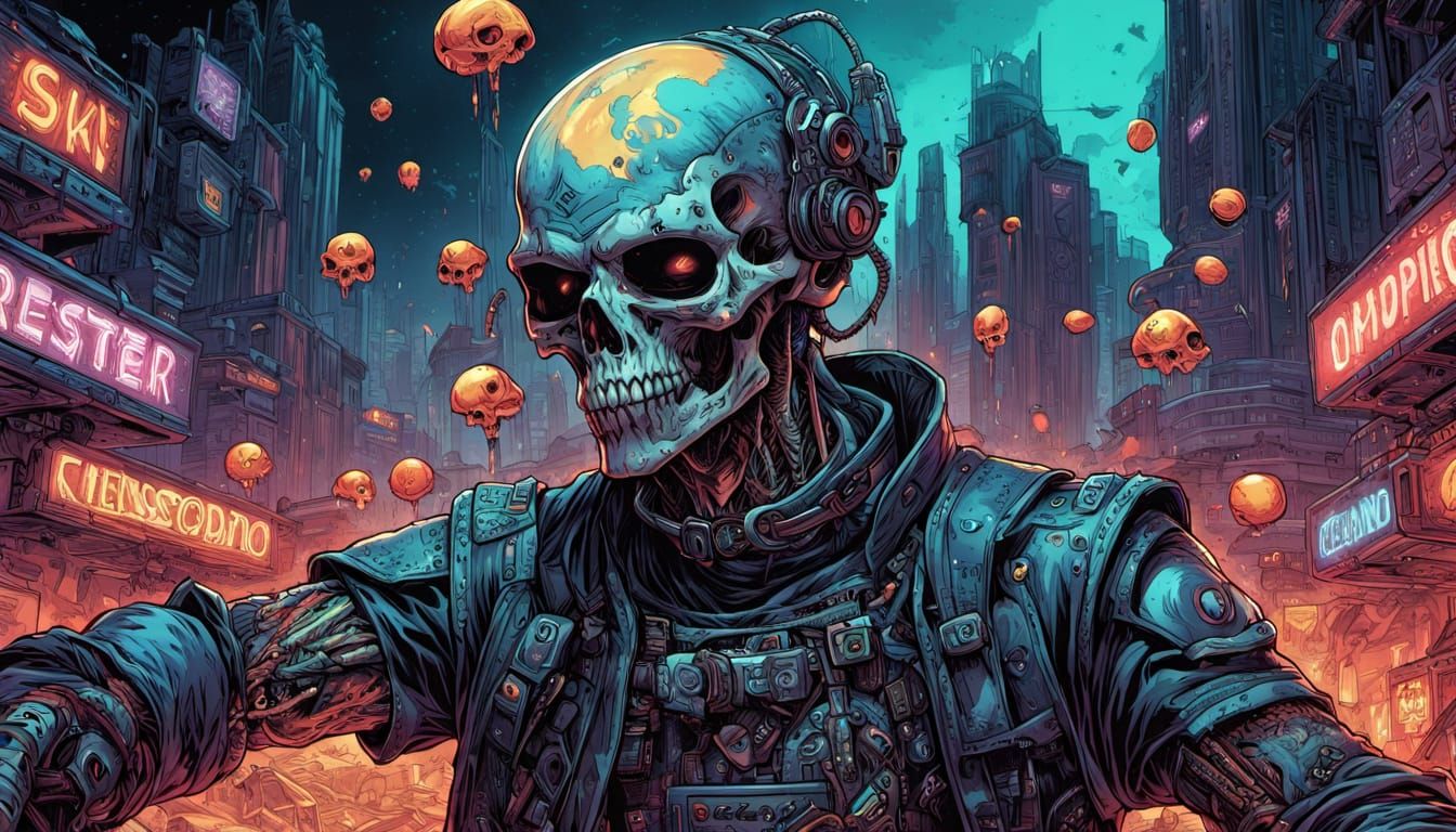 Post-Apocalyptic Jester Juggles Skulls in Ruined Vegas