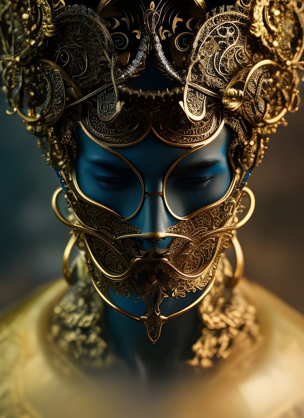 Fierce Man in Metallic Armor: Hyperdetailed Digital Art