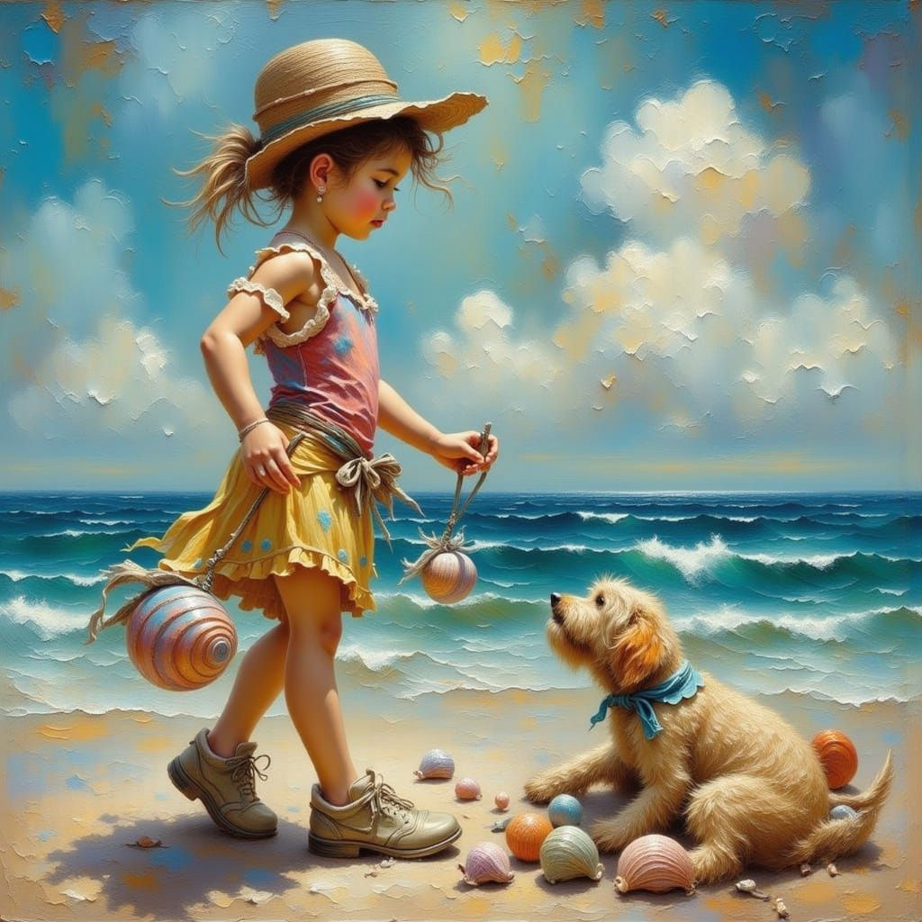 Sally Sells Seashells By The Seashore Oil Painting