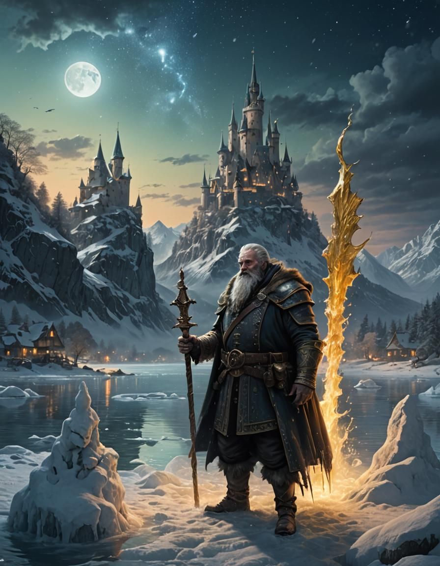 Glowing Ice Man Dances on Frozen Lake in Dazzling Matte Pain...