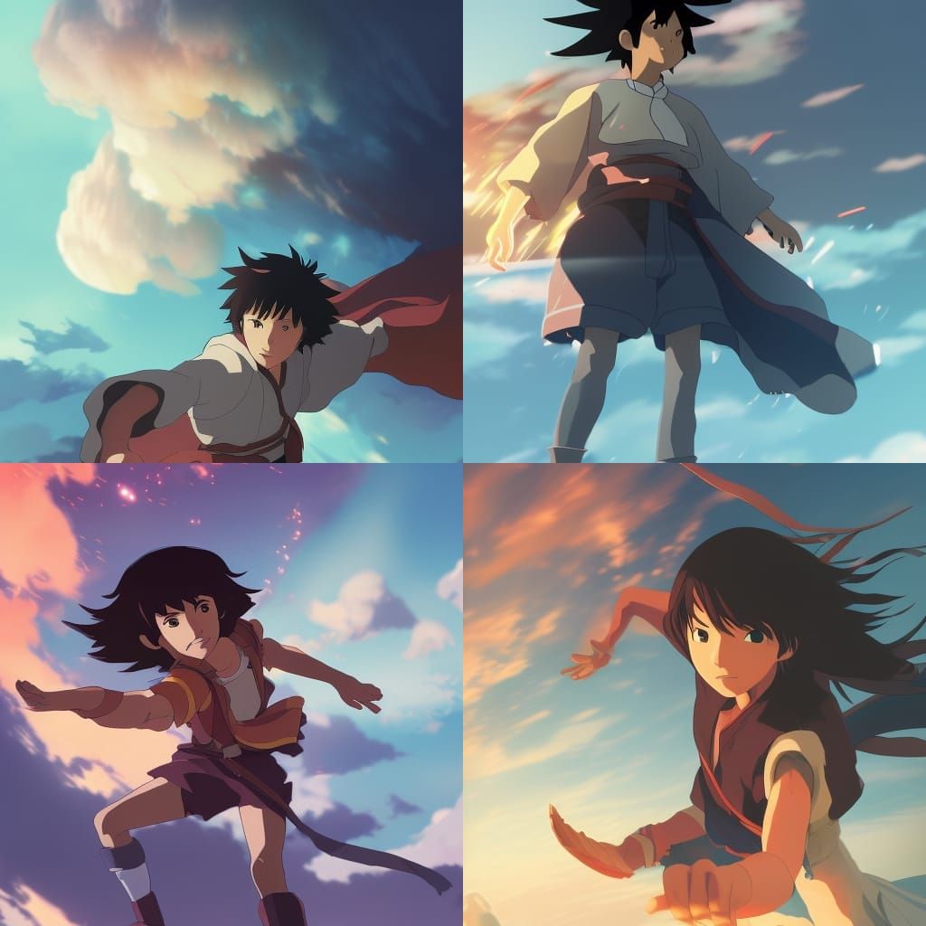 Sorcerer Fighter: Anime Key Visual in Ghibli Style