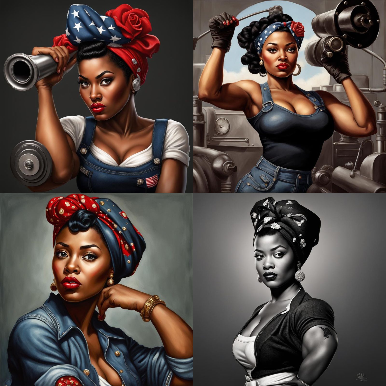 Photorealistic Rosie the Riveter Pinup Girl