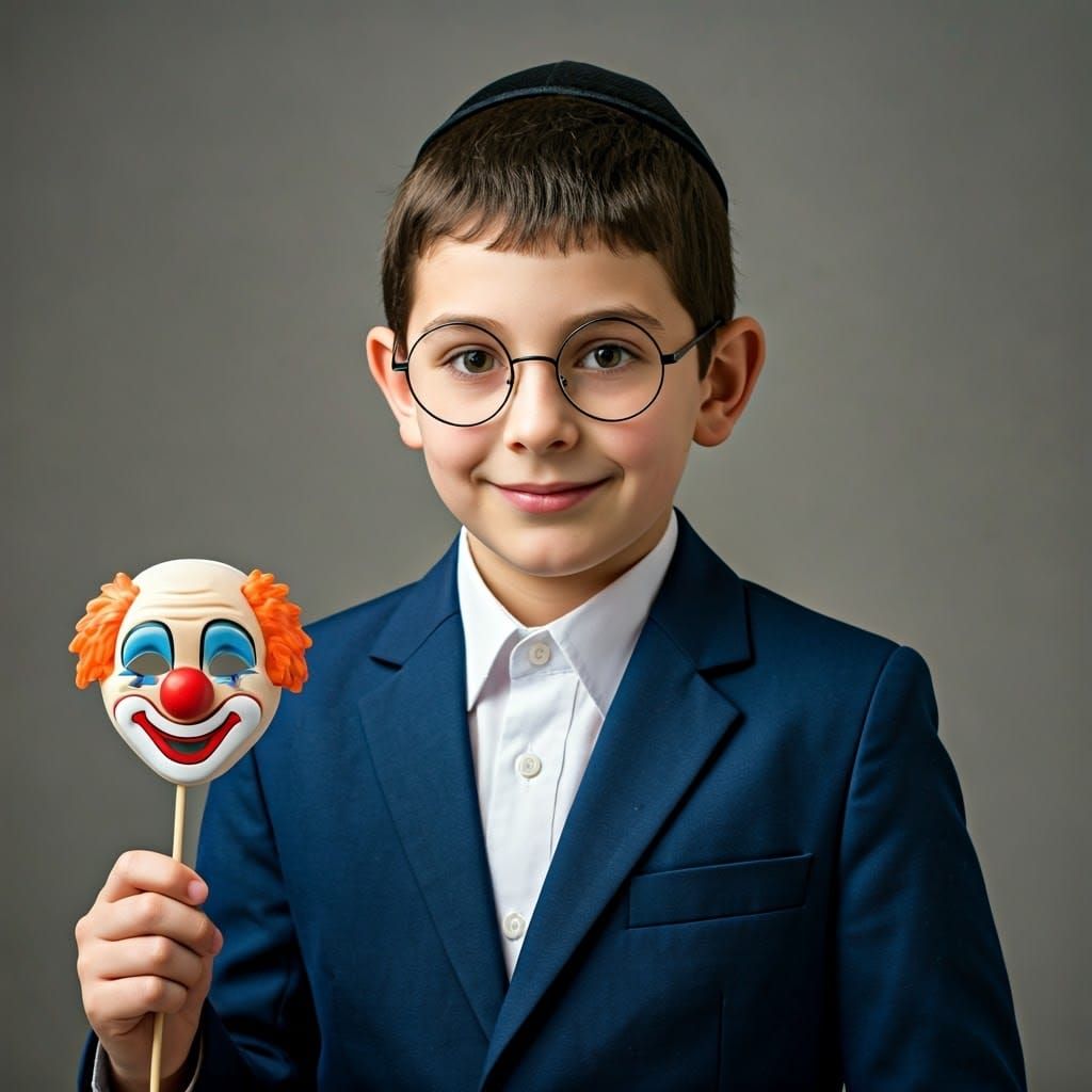 Orthodox Jewish Boy in Contemplative Portrait