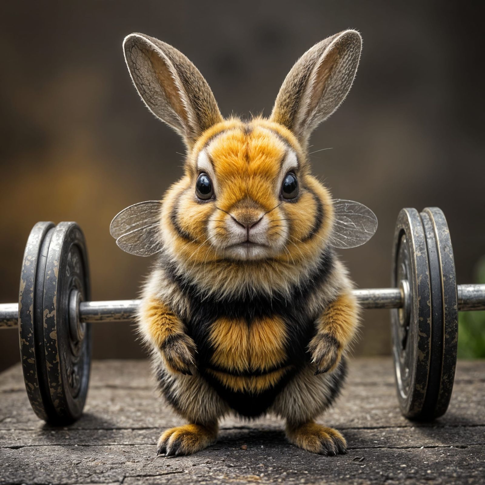 Bizarre Rabbit-Bee Hybrid Lifts Barbell: Fantastic Concept A...