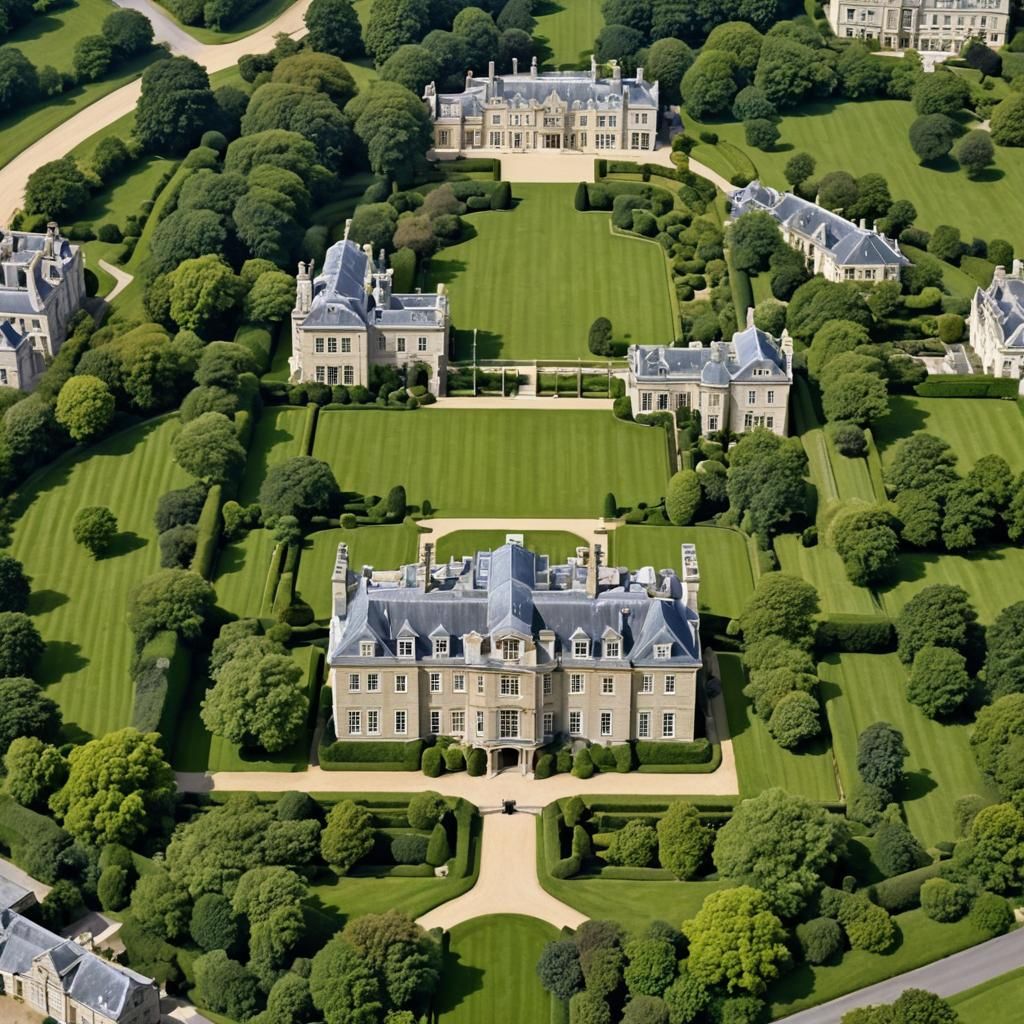 Majestic English Manor in French Château Style