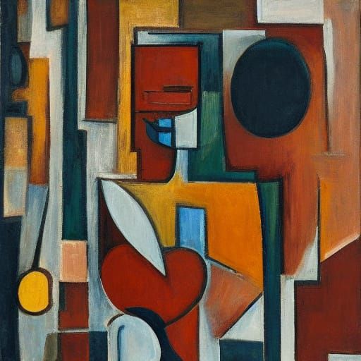 Cubist Abstracted Figures Inspired by Picasso's Primitivism