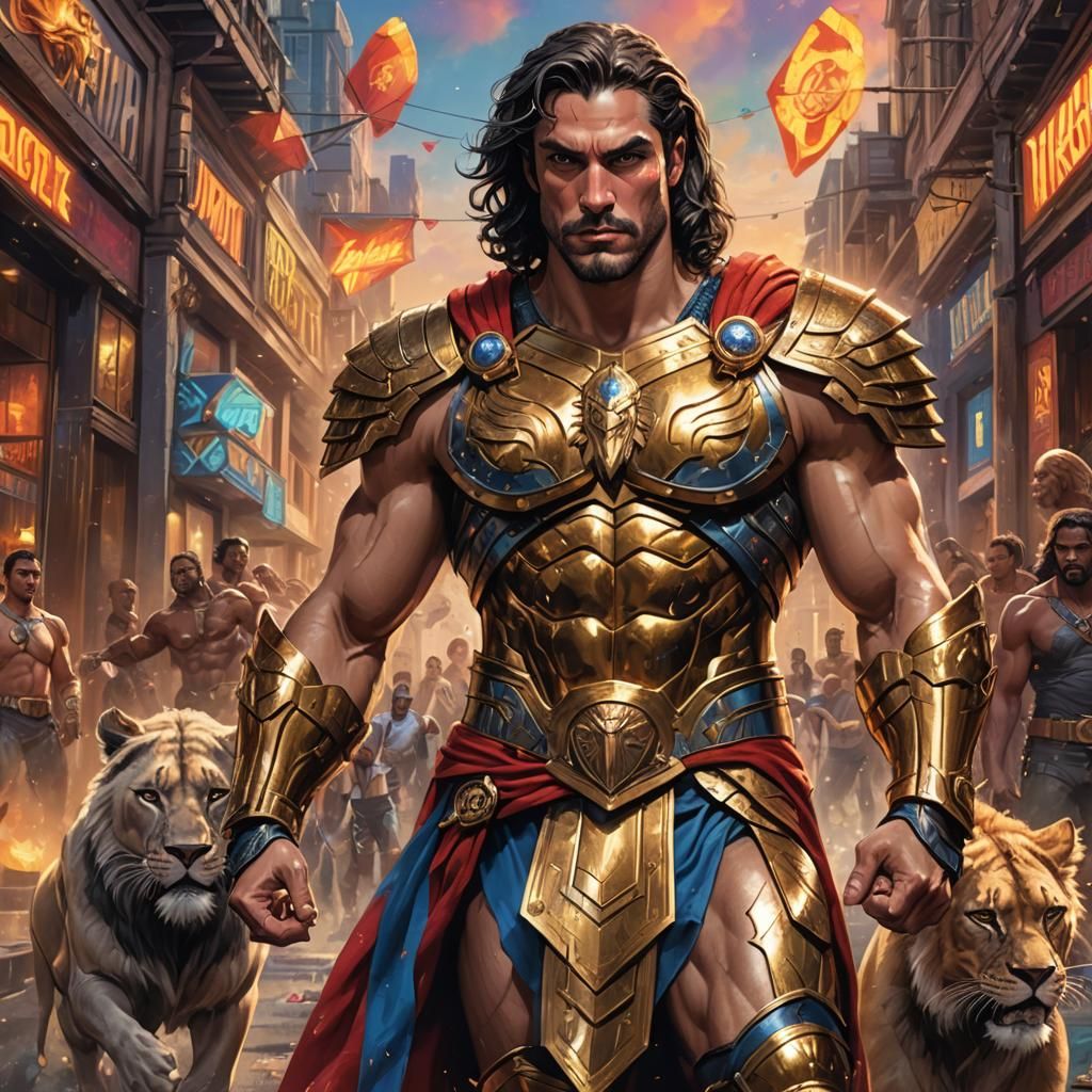 Themyscira Prince as Go-Go Boy in Lion Armor
