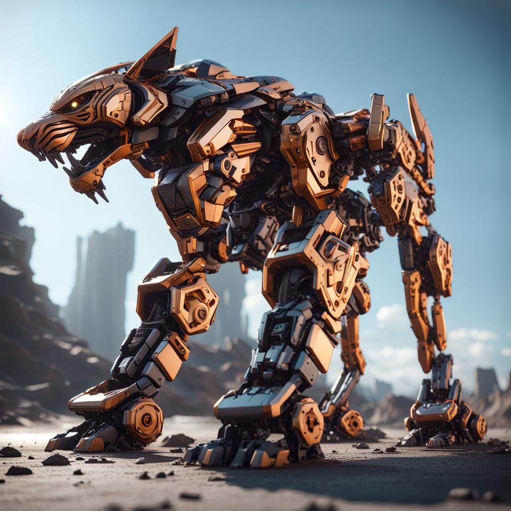 Epic Tiger Zoid Mech in Sci-Fi Style