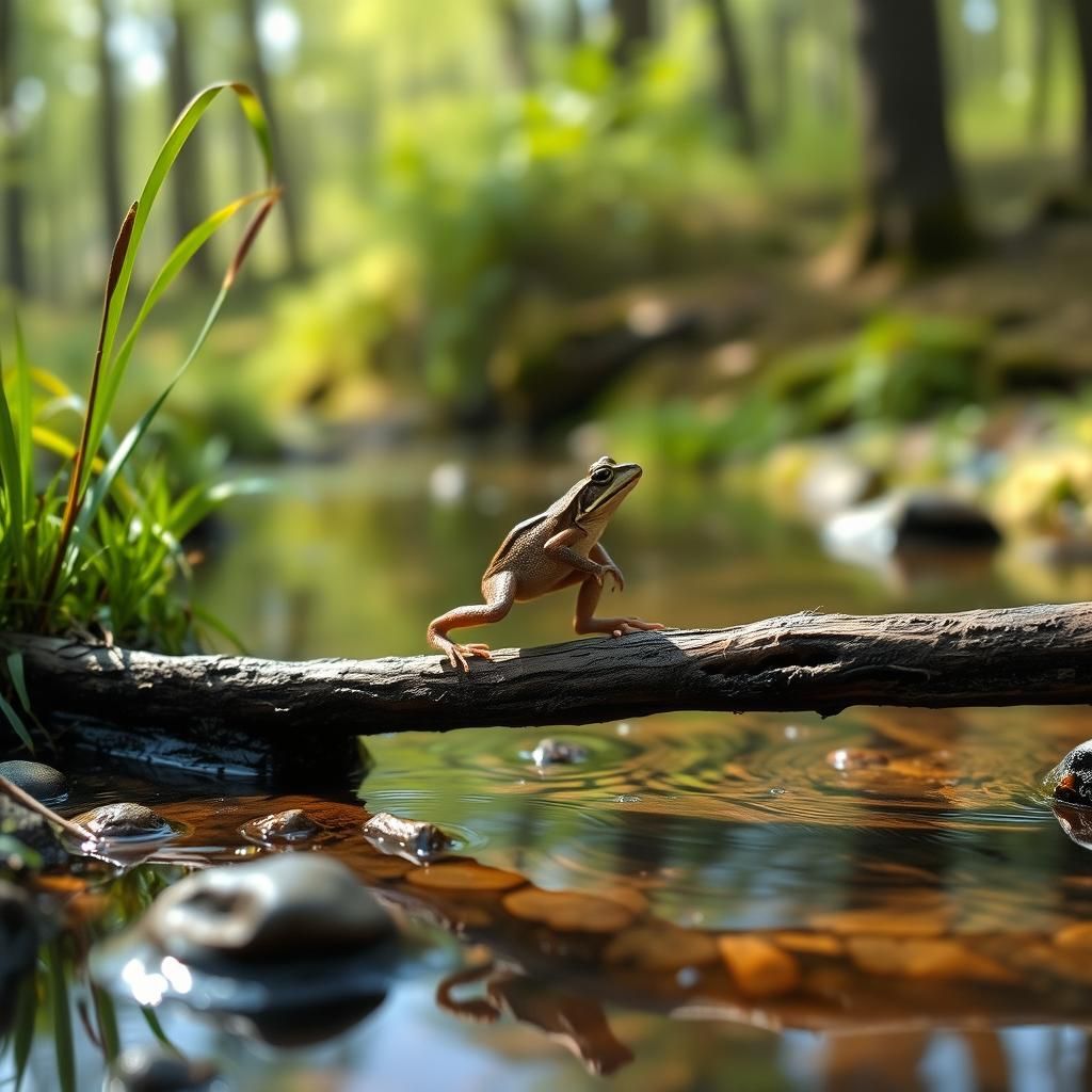 Frog Hopping Across Creek
