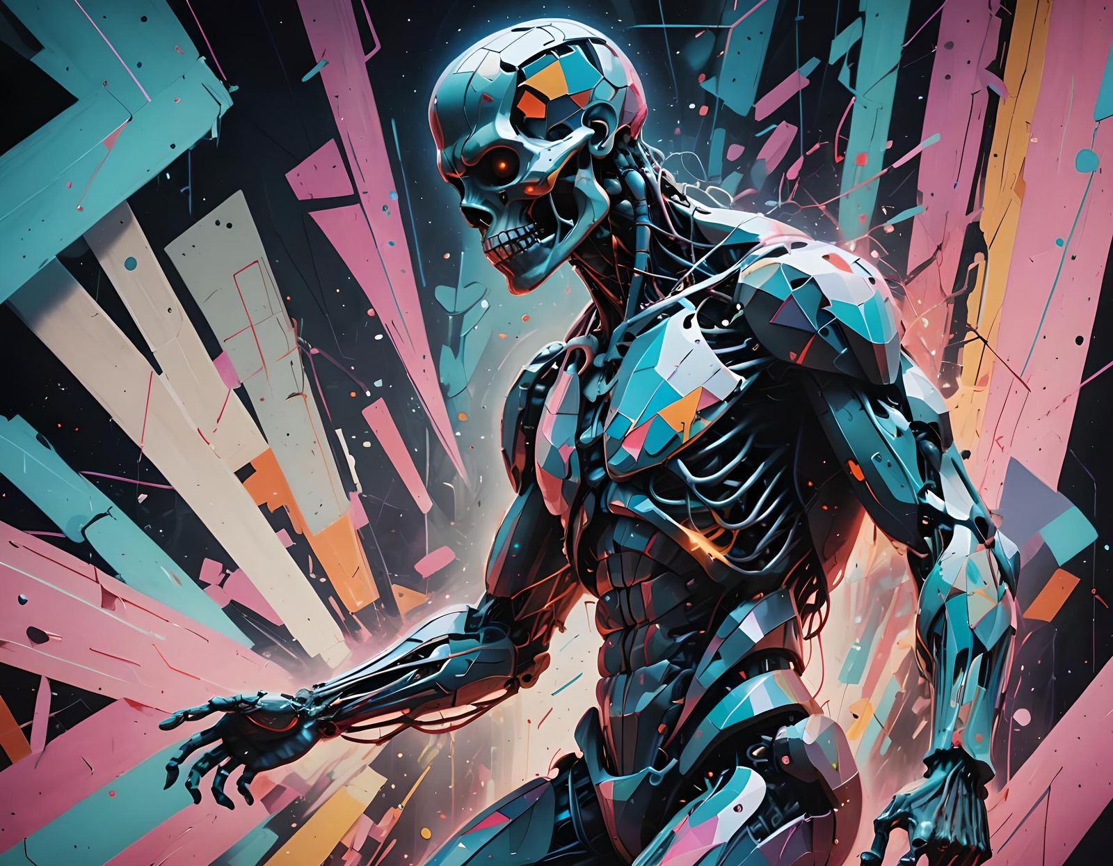 Eerie Abstract Geometric Art in Liminal Space