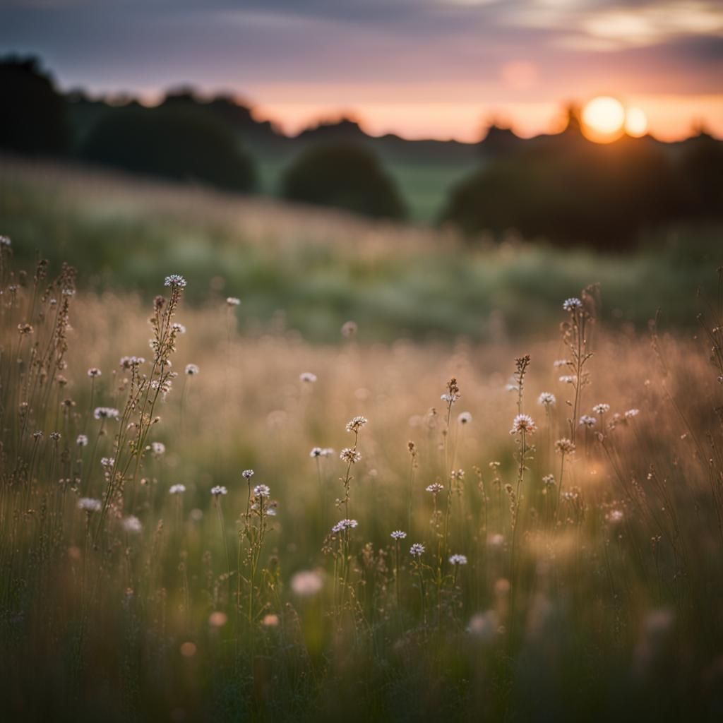 English Meadow at Dusk: Natural Light Photography