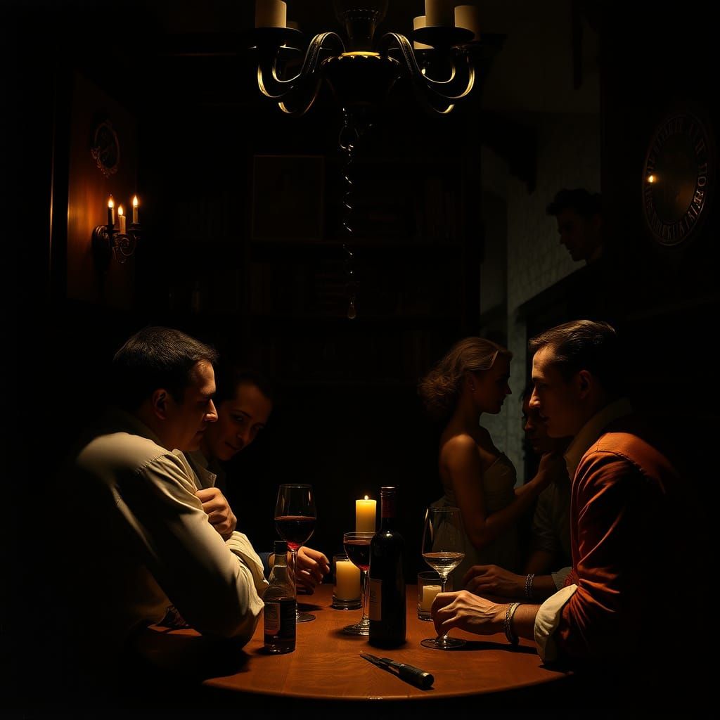 Chiaroscuro Speakeasy in Film Noir Style