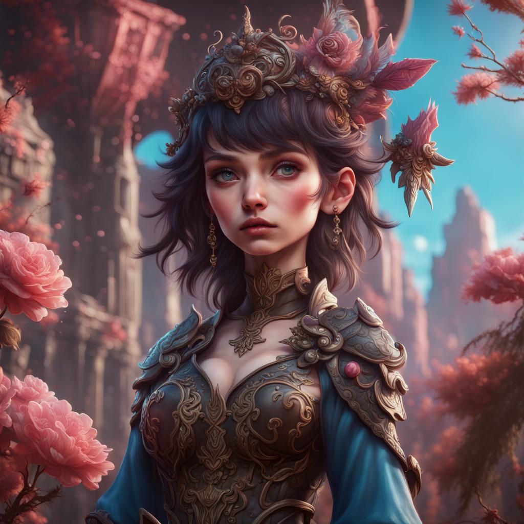 Fantastical Androgynous Figure in Detailed Matte Painting