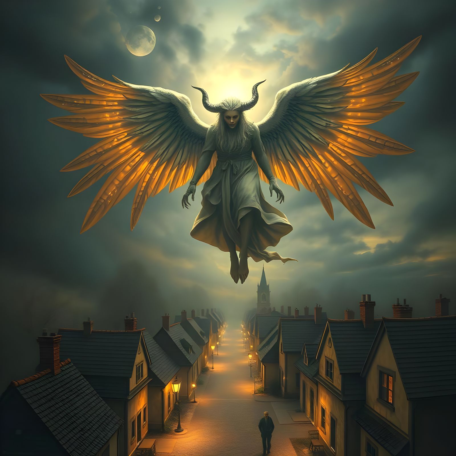 Disturbing Angel-Demon Being in Hyperrealistic Surrealism