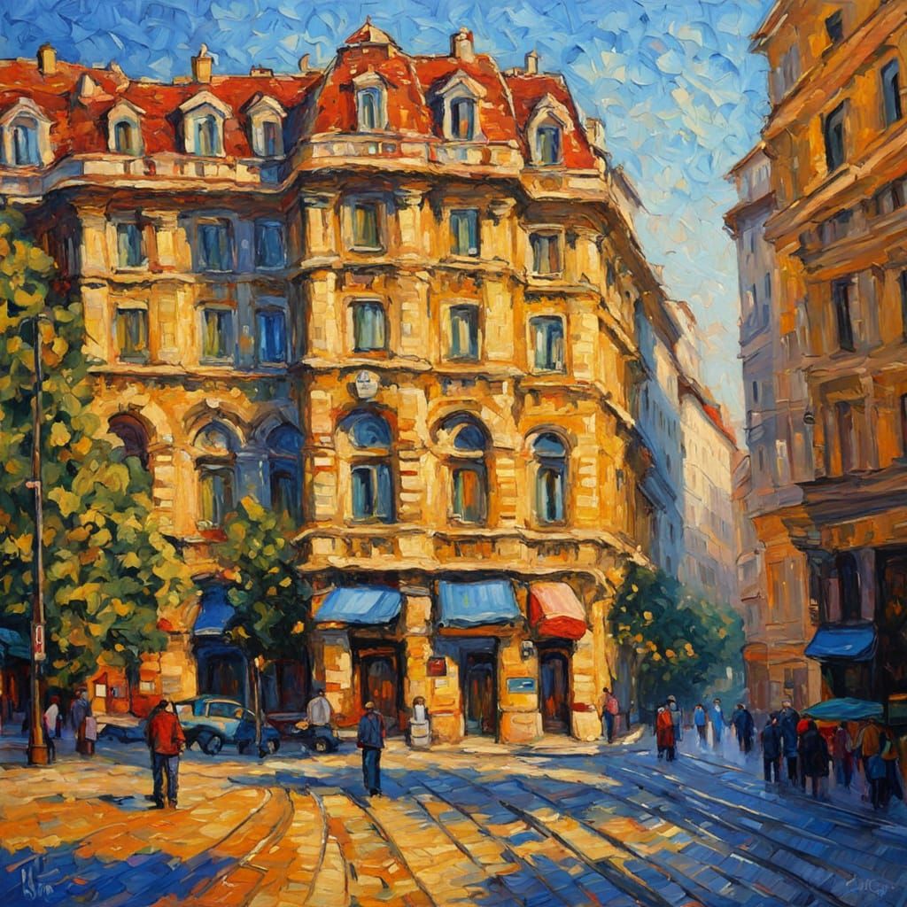 Bucharest in Expressionist Neo-Impressionism Style
