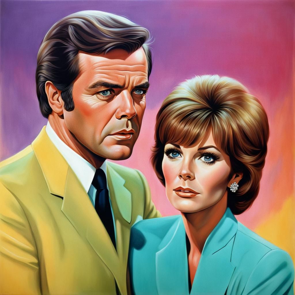 Hyperrealistic Portrait of Two Actors in Splash Art Style