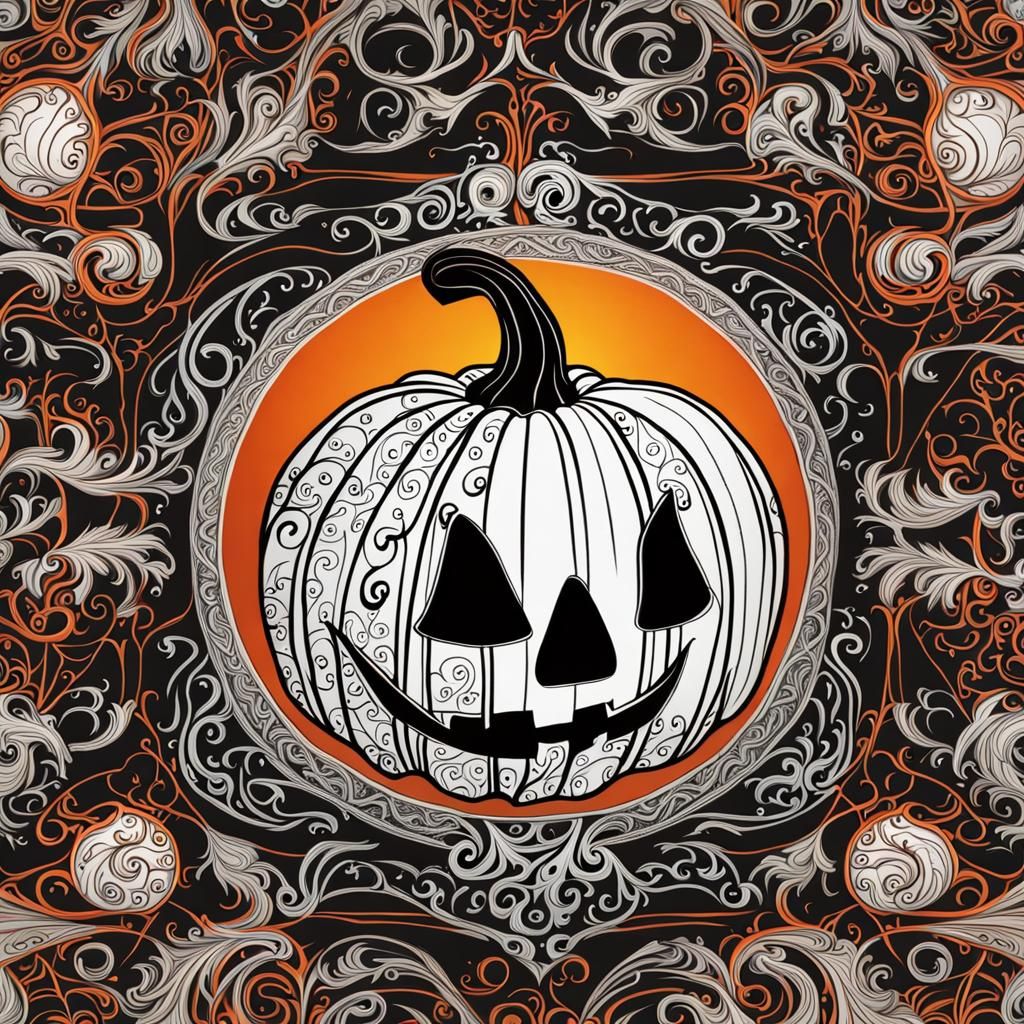 Filigree Ghost Carves Halloween Pumpkin