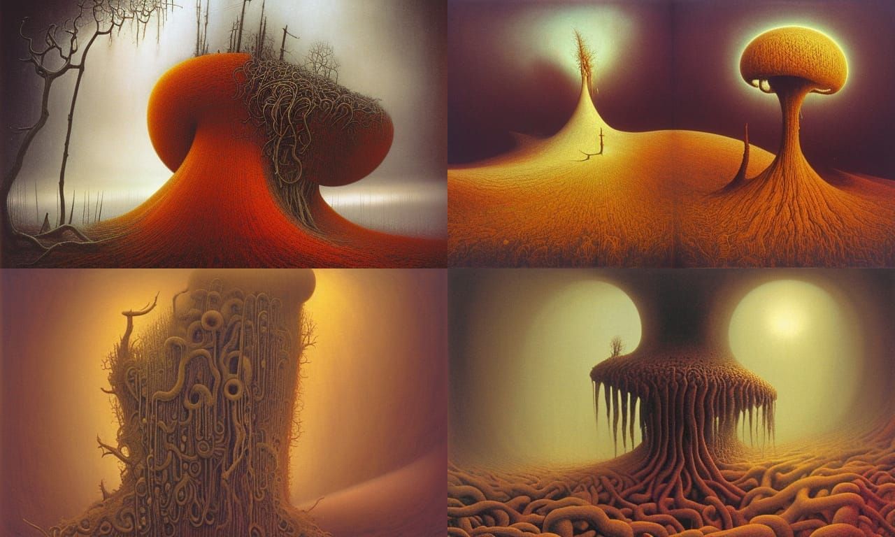 Surreal Biopunk Engine in Expressionist Style