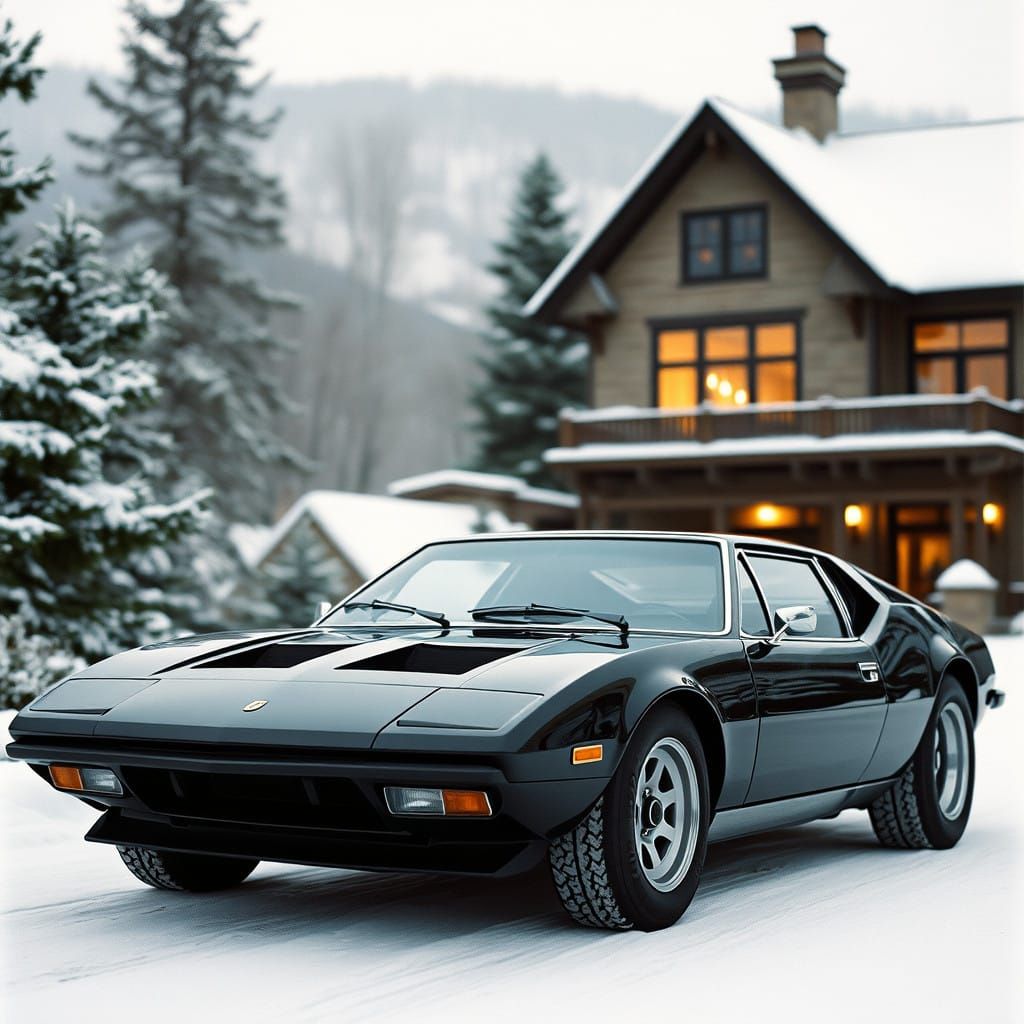 Elegant Pantera Super Car Amidst Aspen Winter Landscape