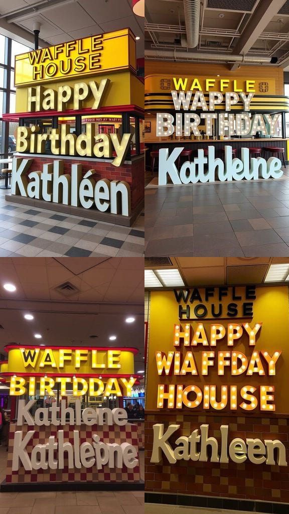 Giant 3D Birthday Message in Waffle House Style