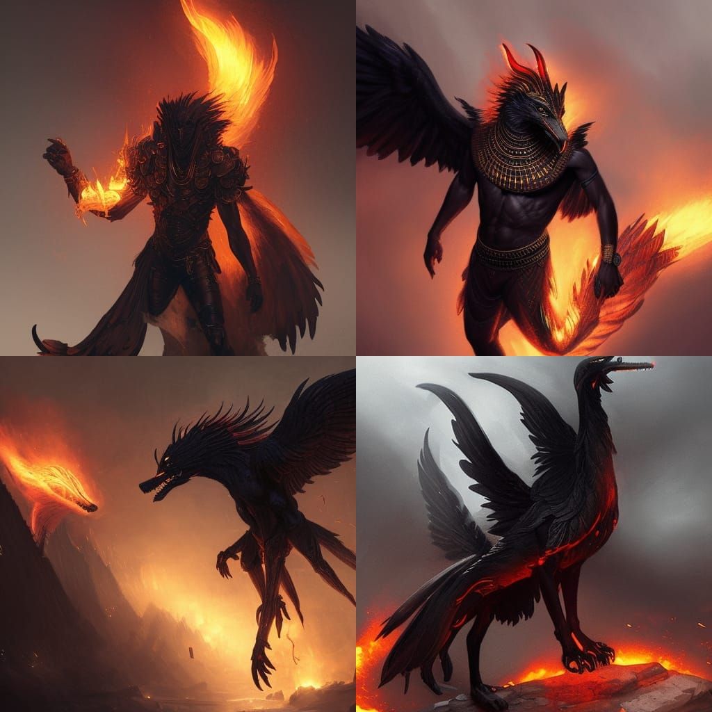 Egyptian Werefox Lord of Fire in Dark Fantasy Style