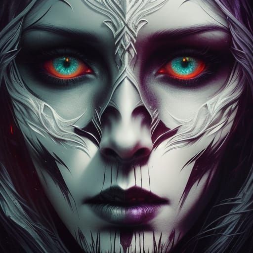 Gothic Vampire Woman in a Haunting Dark Fantasy Scene