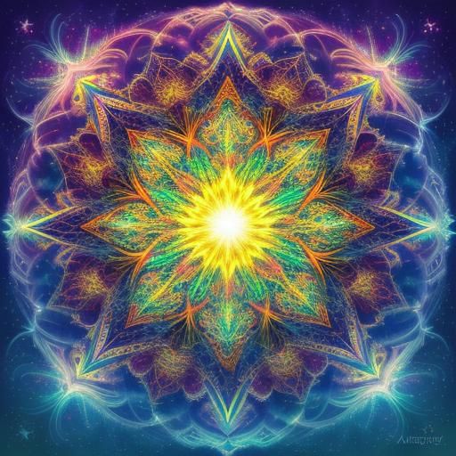 Divine Sunshine Beams in Abstract Fractal Illustration