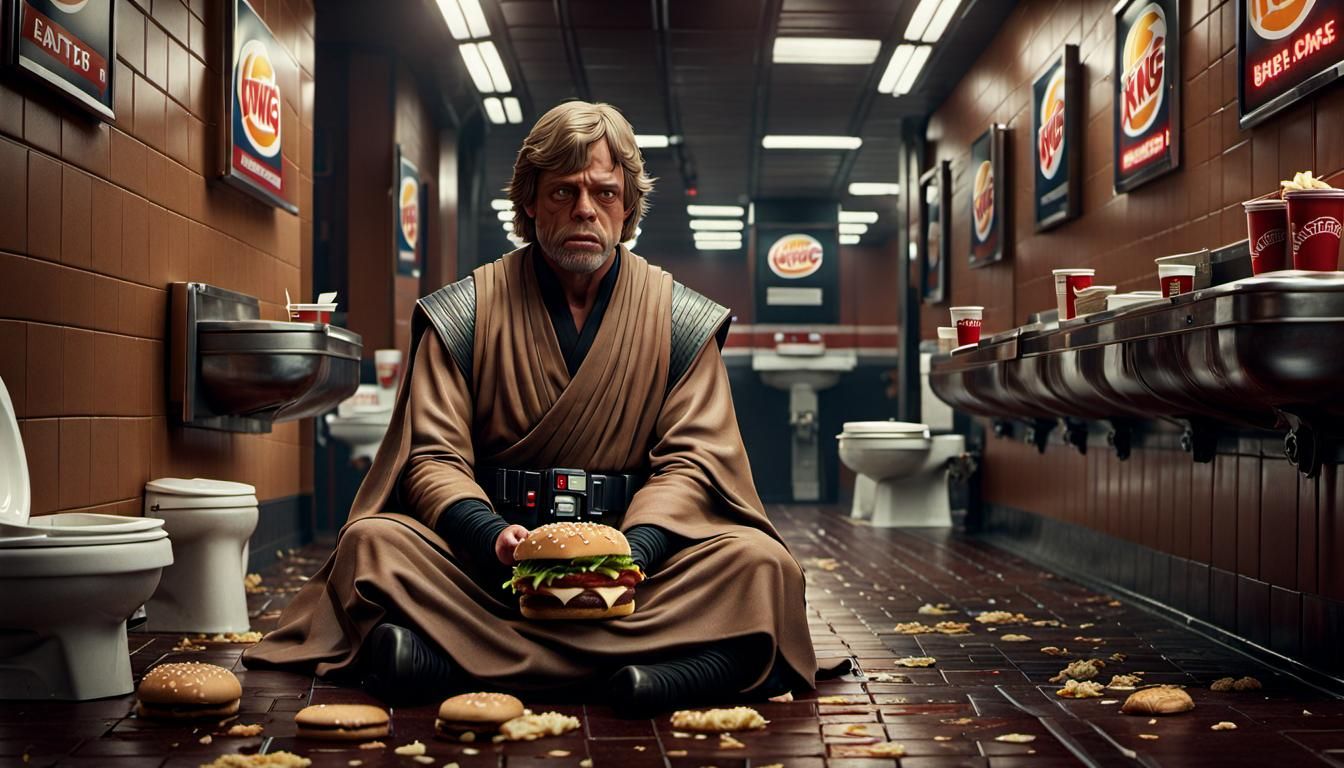 Sad Luke Skywalker in Burger King Bathroom