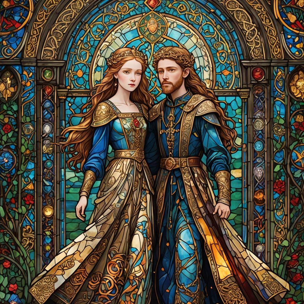 Princess Niamh and Oisin in Stained Glass Art