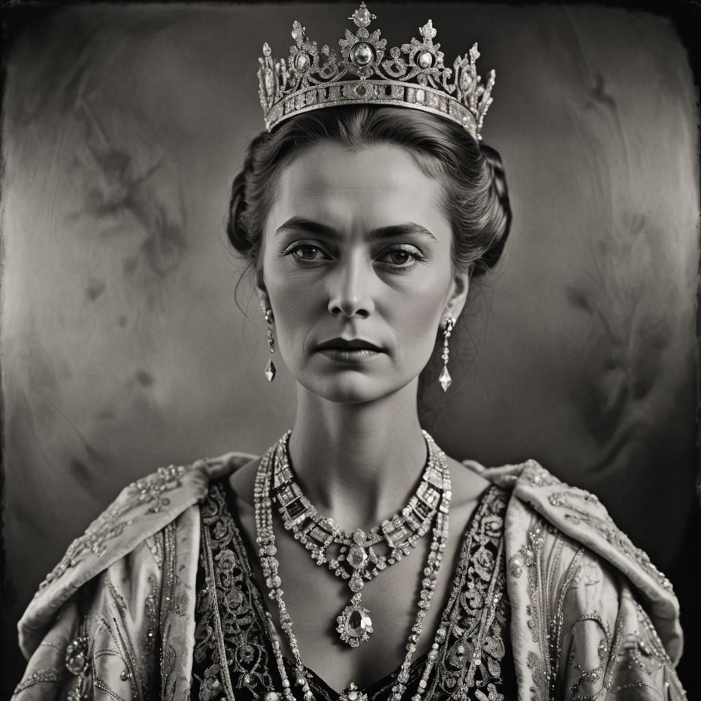 Vintage Black and White Photo of Russian Empress