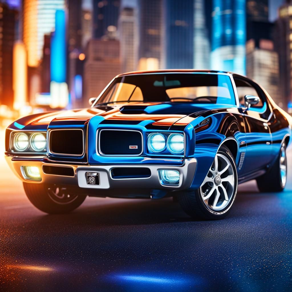 Sleek GTO Car in Futuristic Cityscape