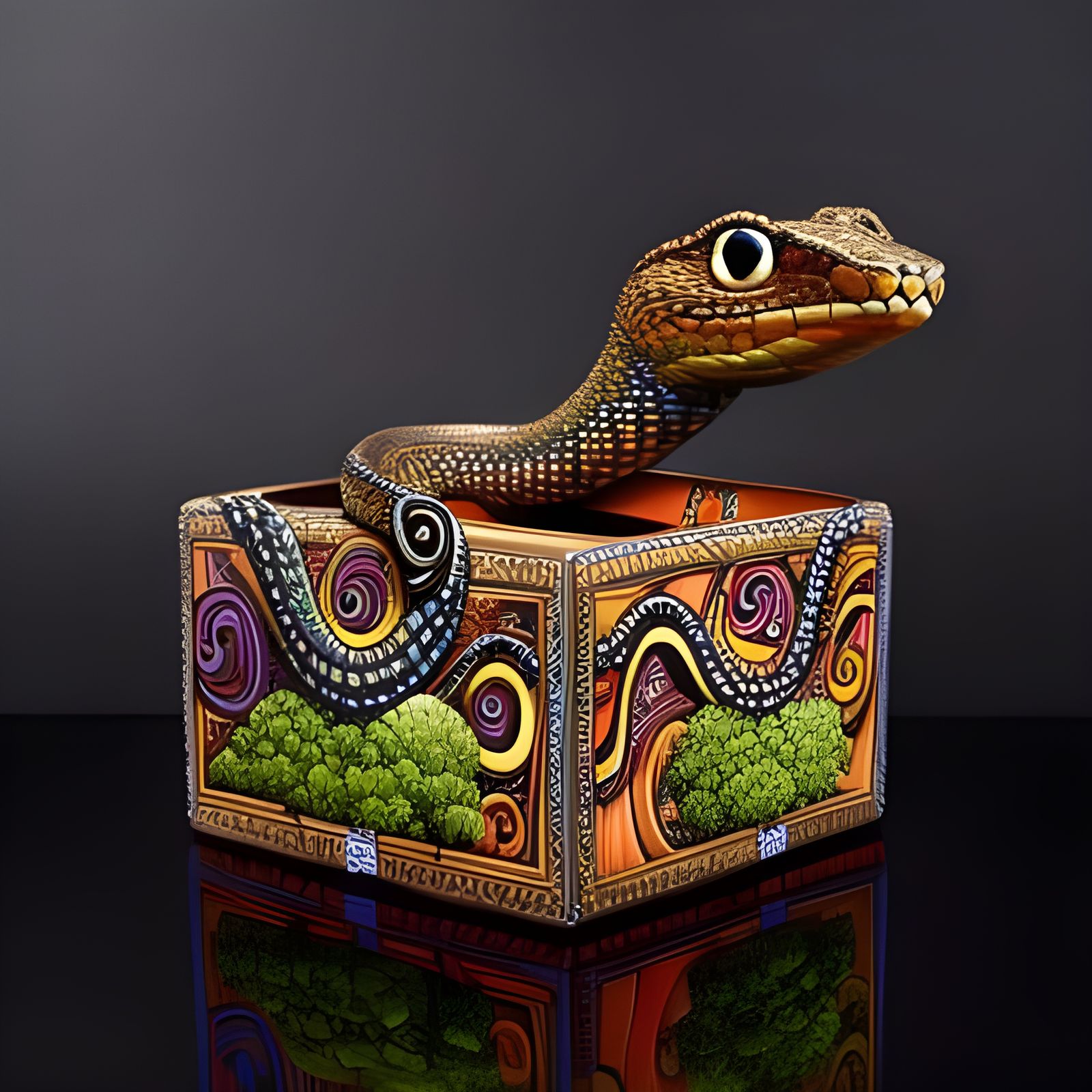 Surreal Snake in a Box, Digital Art