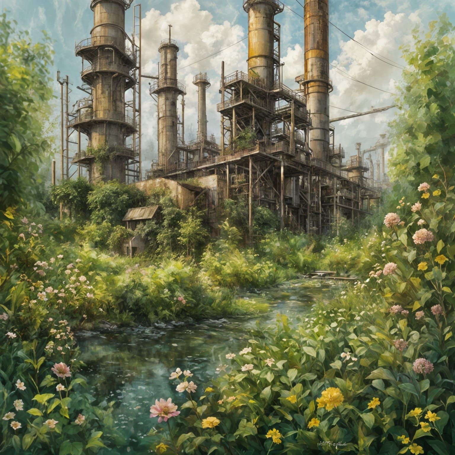 Nature's Reclamation in Vibrant Impressionism