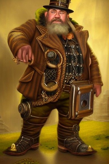 Steampunk Dwarf in Detailed Matte Painting