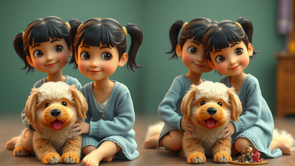 Girl and Dog in 3D Cartoon Pixar Style