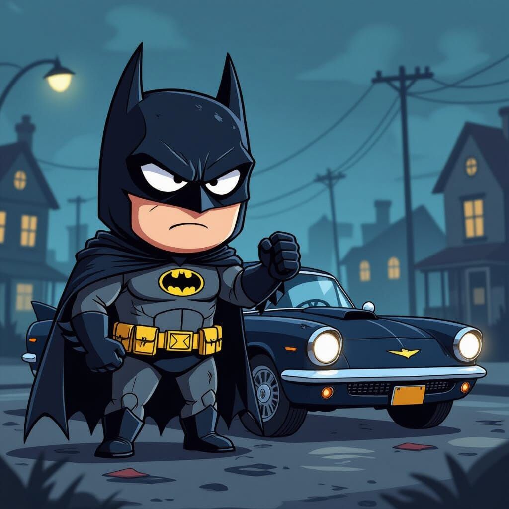 Grim South Park Batman Frustrated by Gotham Car