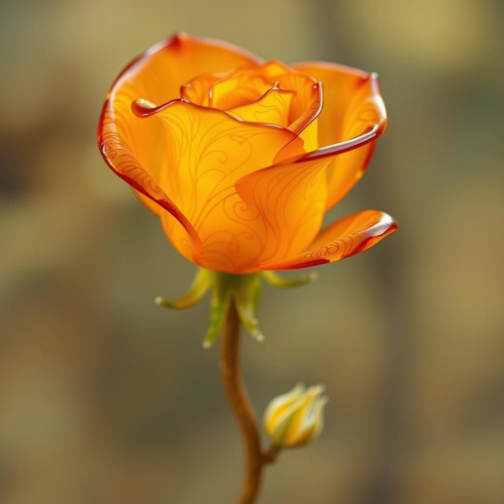 Glass Rose in Art Nouveau Style