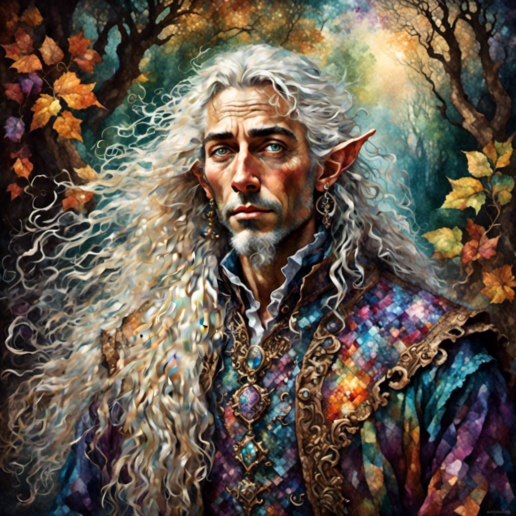 Magnificent Elf in Forest Tapestry