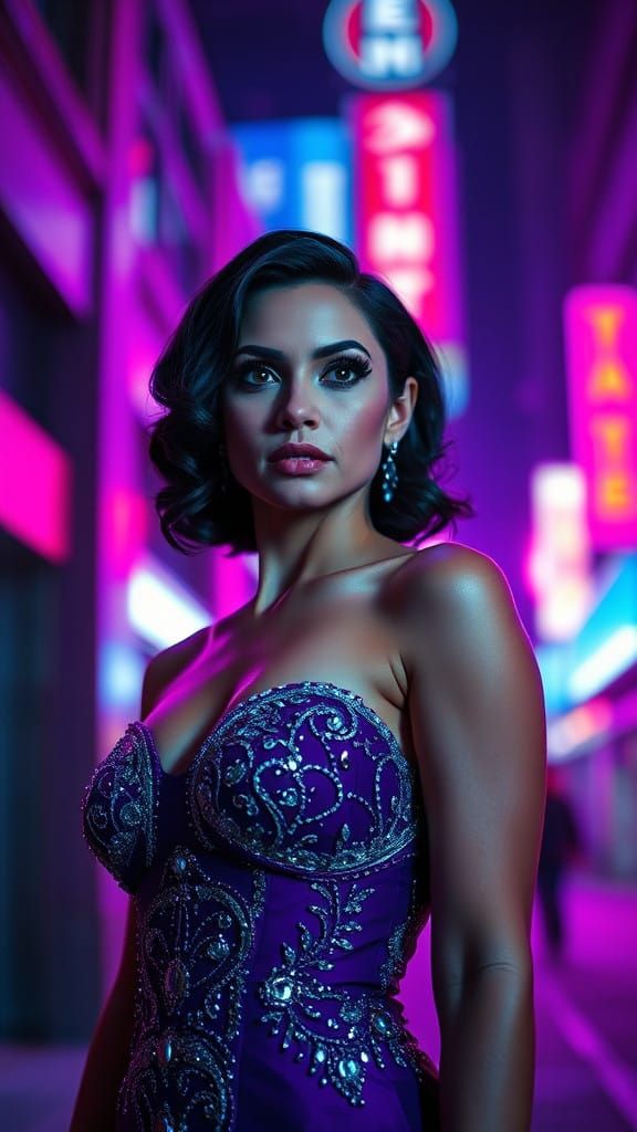 Elegant Woman in Evening Gown, Radiating Self-Assurance