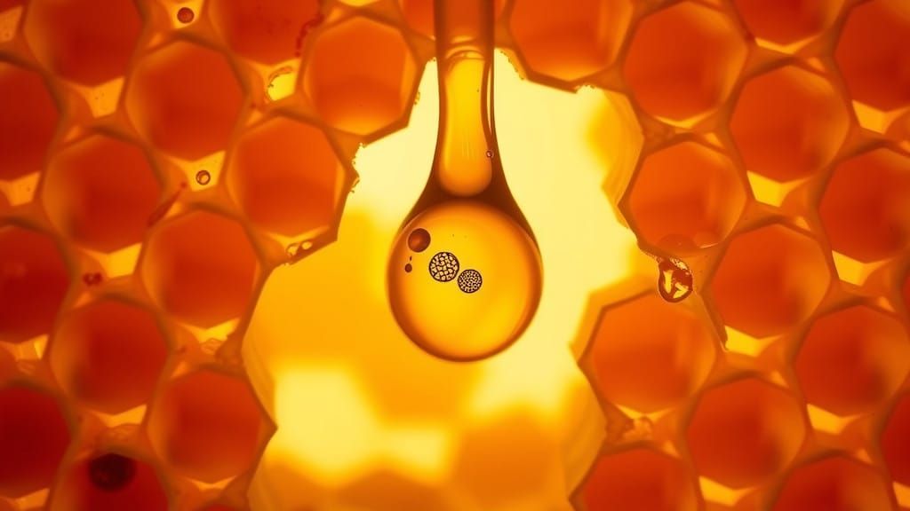 Golden Honeycomb Close-up in Hyper-Realistic Style