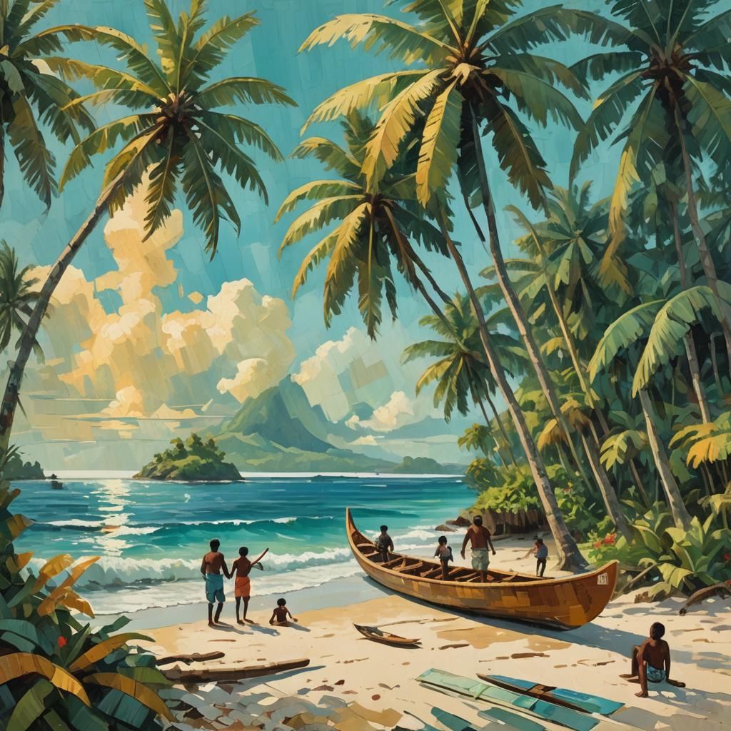 Impressionist Masterpiece of a Solomon Islands Beach Scene