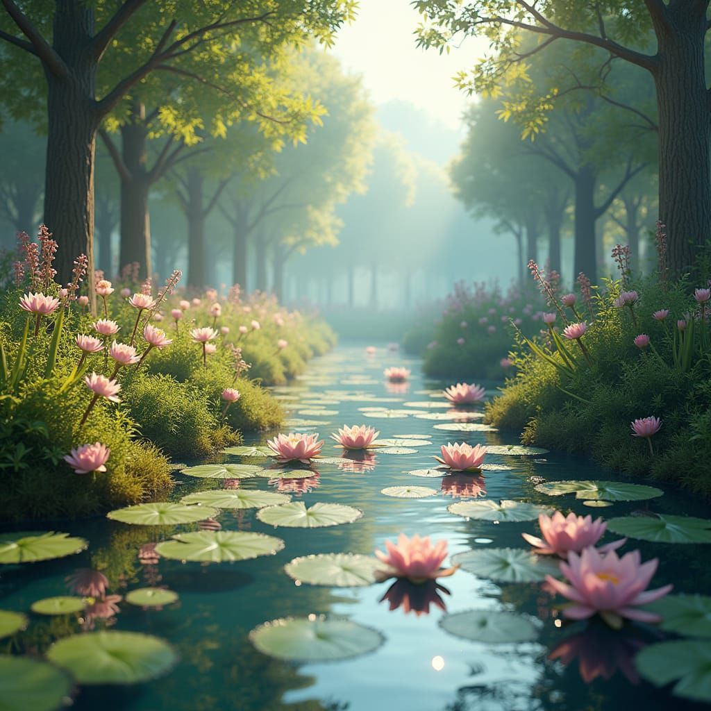 Enchanted River Landscape in Matte Painting Style