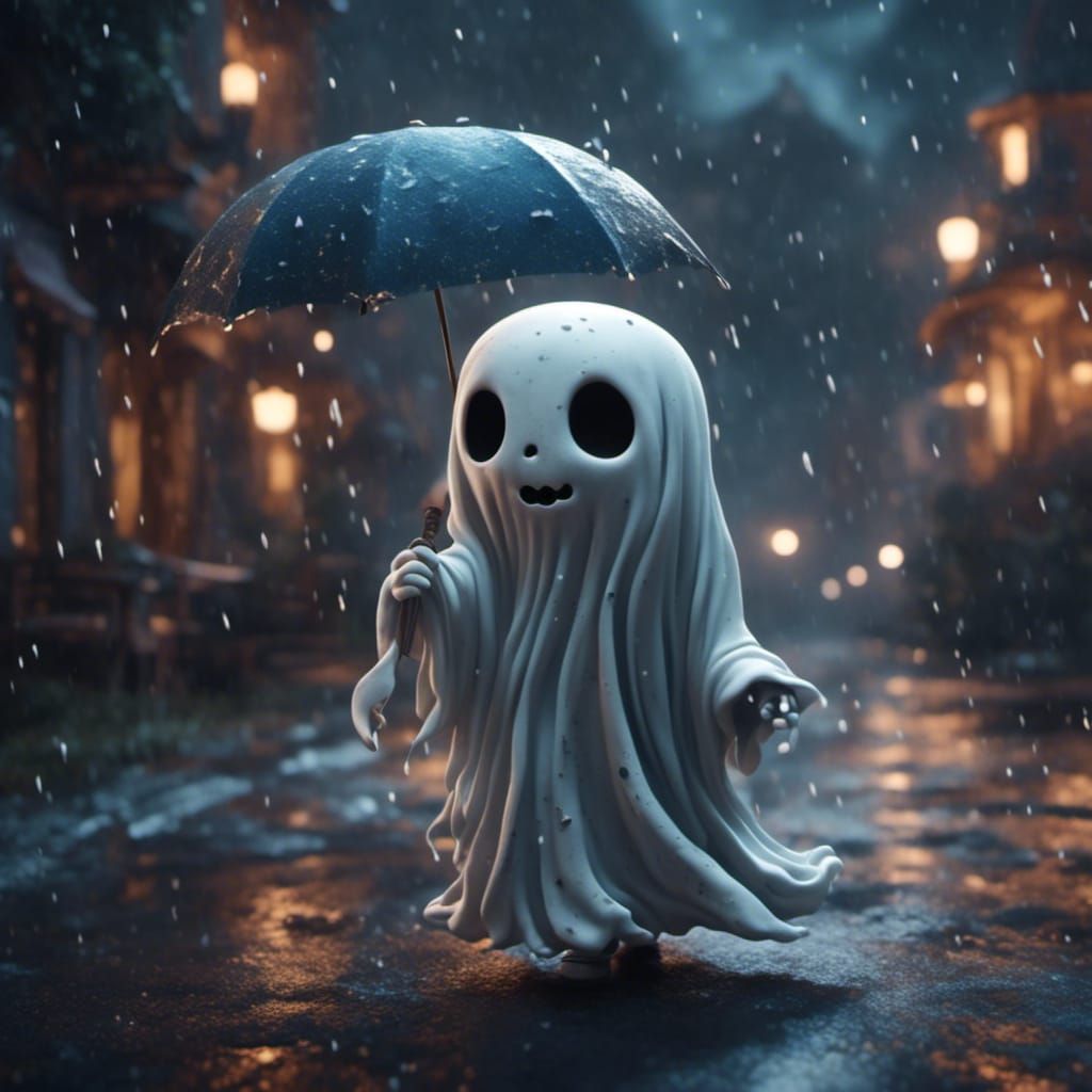 Little White Ghost Under Starry Sky